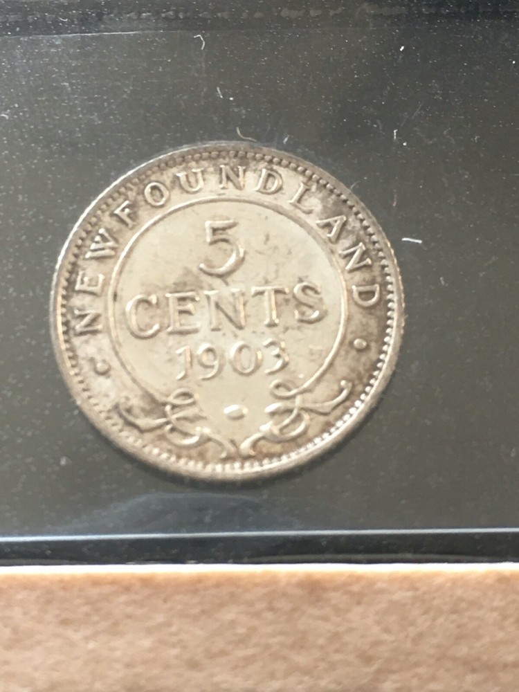 1903 ICCS Graded Newfoundland, Five Cent **AU-55**