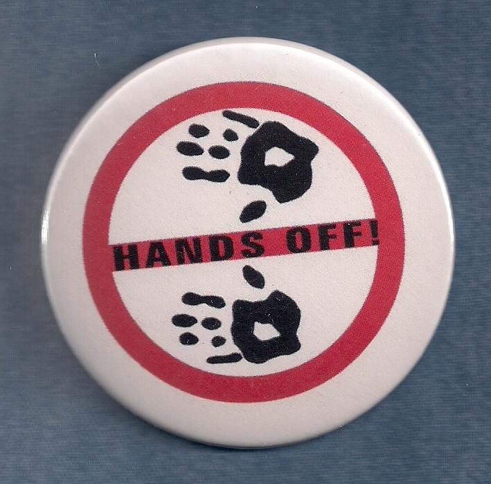 HANDS OFF - service dog button w/pin back