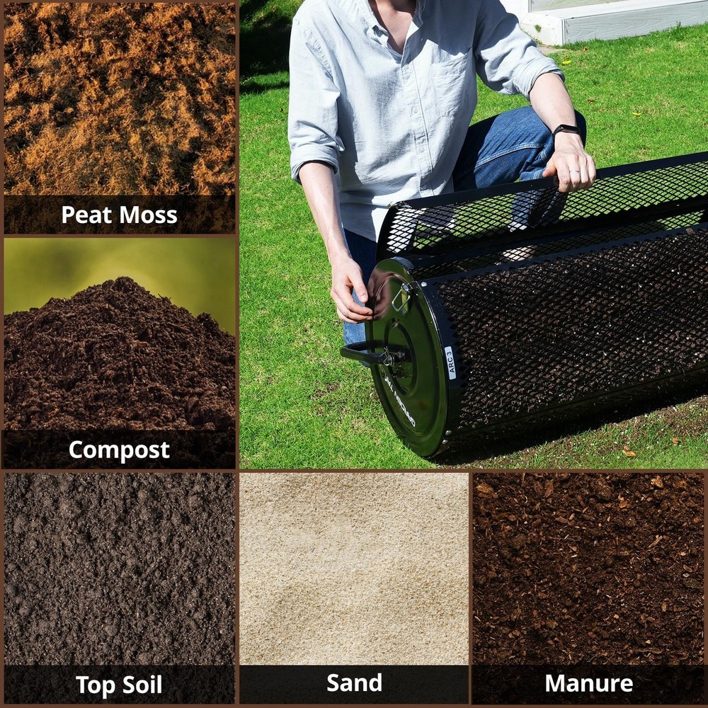 Compost Spreader 24 Inch Peat Moss Spreader with Installation Support Accesso...