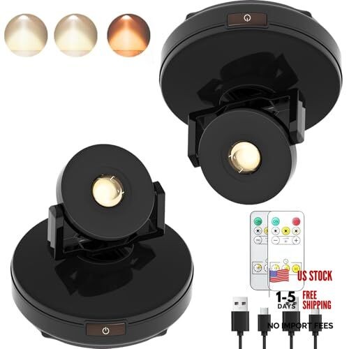 Wireless LED Spotlight 2 Pack, Rechargeable Uplights Battery Powered 3CCT Black
