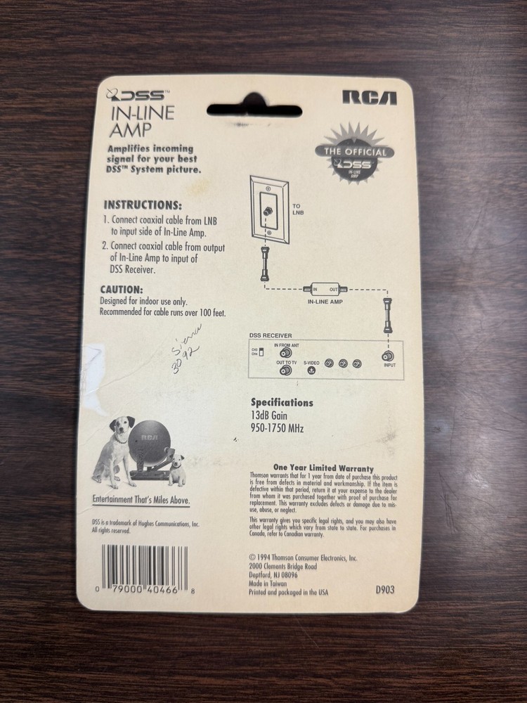 RCA DSS IN-LINE AMP CABLE SLOPE COMPENSATION
