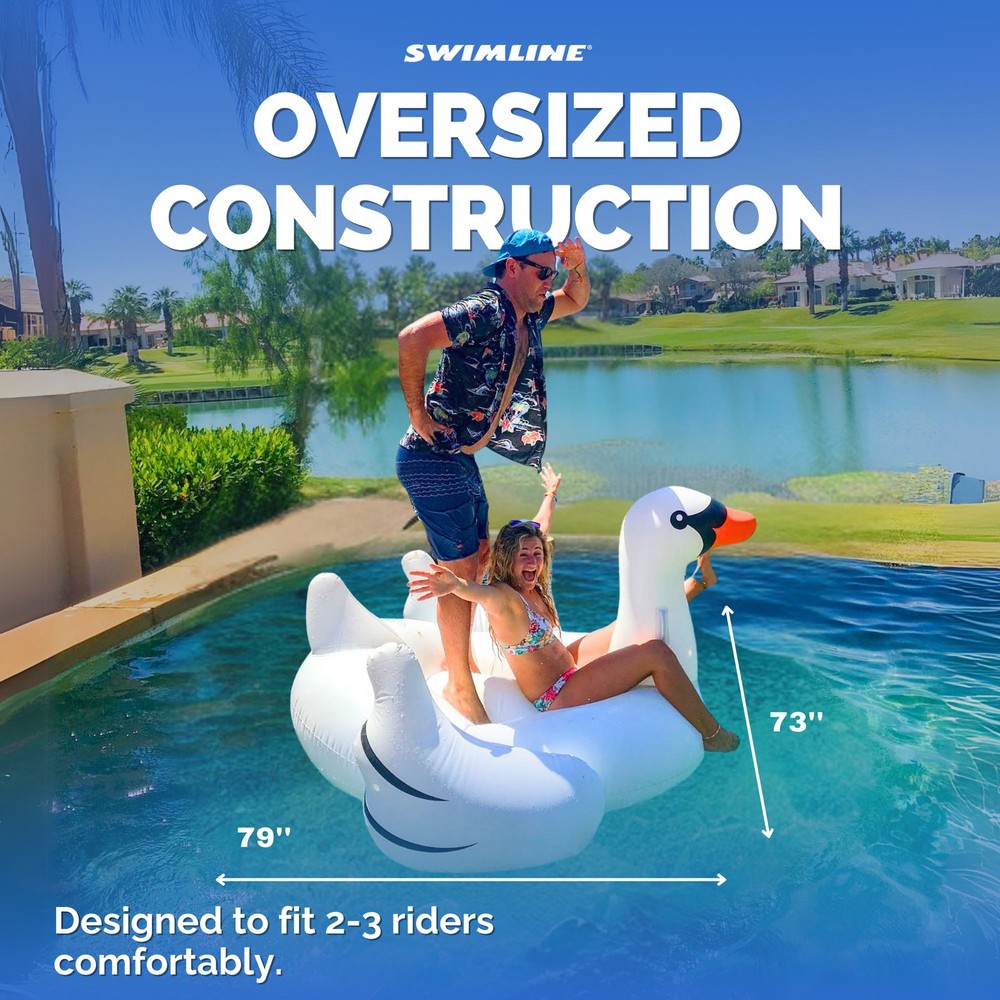 Swimline Pool Rideable Swan Inflatable Float Toy (2 Pack) 75" (Open Box)