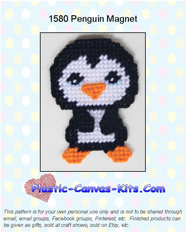Penguin Magnet-Plastic Canvas Pattern or Kit