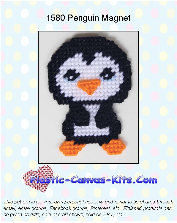 Penguin Magnet-Plastic Canvas Pattern or Kit