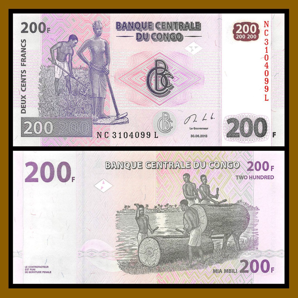 Congo (D.R) 200 Francs, 2013 P-99 Unc