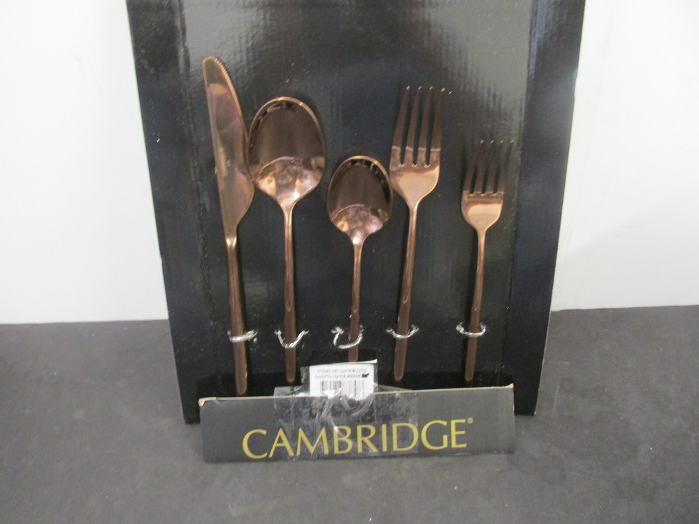 PATTERN GLAZE COPPER MIRROR STAINLESS BY CAMBRIDGE 5 PIECES ONE PLACE SETTING