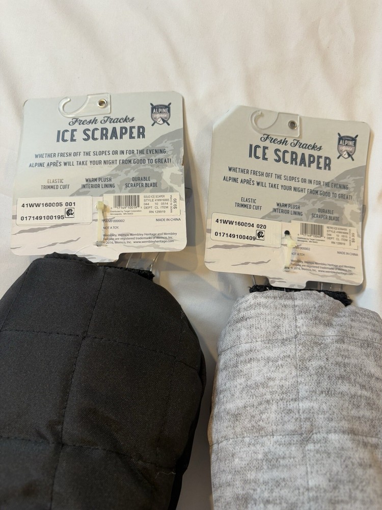 Ice Scraper De-Icer Tool 2 Pack with Waterproof Glove Lined Thick Fleece