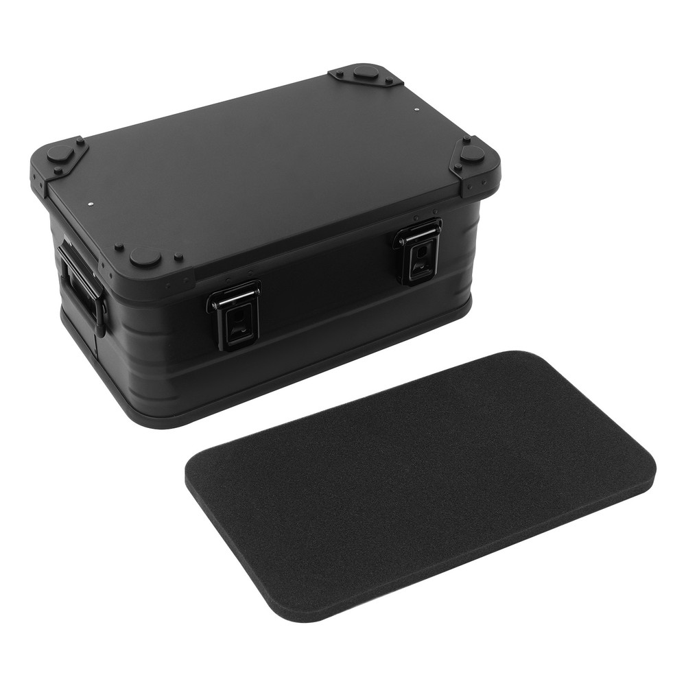 30L Aluminum Storage Box w/ Sponge Pad - 7.93 Gallon Black Rectangular Container