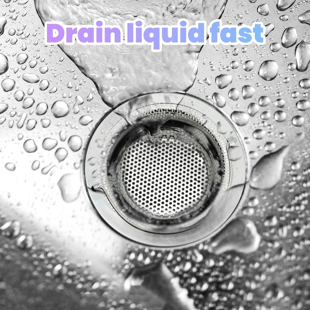 2 Pack Kitchen Sink Drain Strainer with Handle, Stainless Steel Large Kitchen...