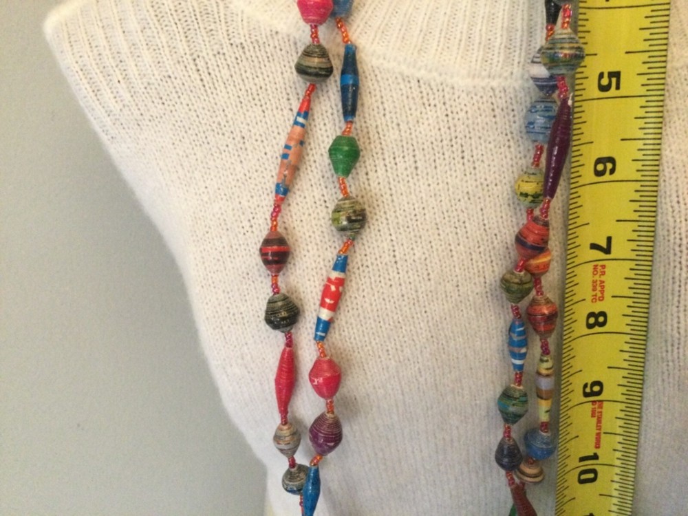 Vintage Estate Long Handmade Rolled Beaded Necklace