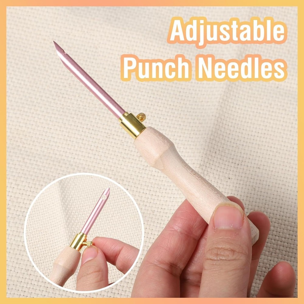 35 Pcs Adjustable Punch Needle Kit with Embroidery Tools & Organizer Box