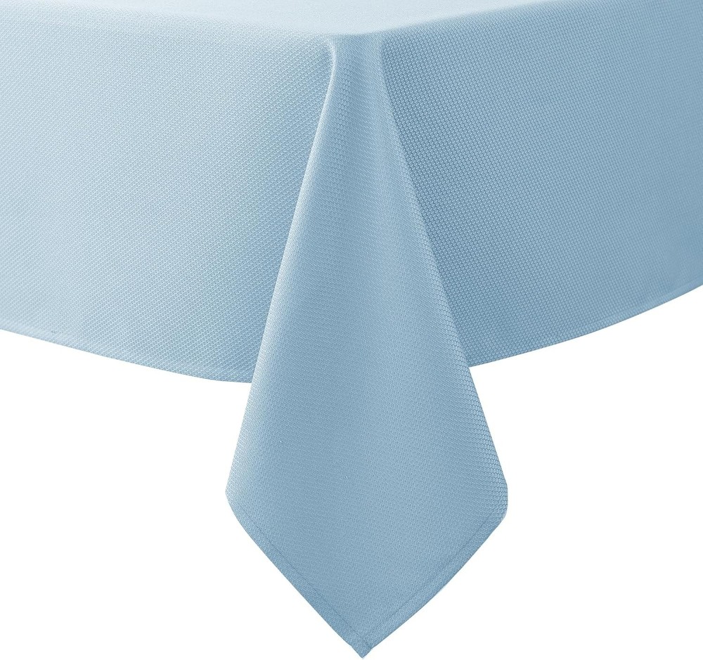 Textured Fabric Tablecloths 60x84 Inches Rectangular, Light Blue Water Resist...