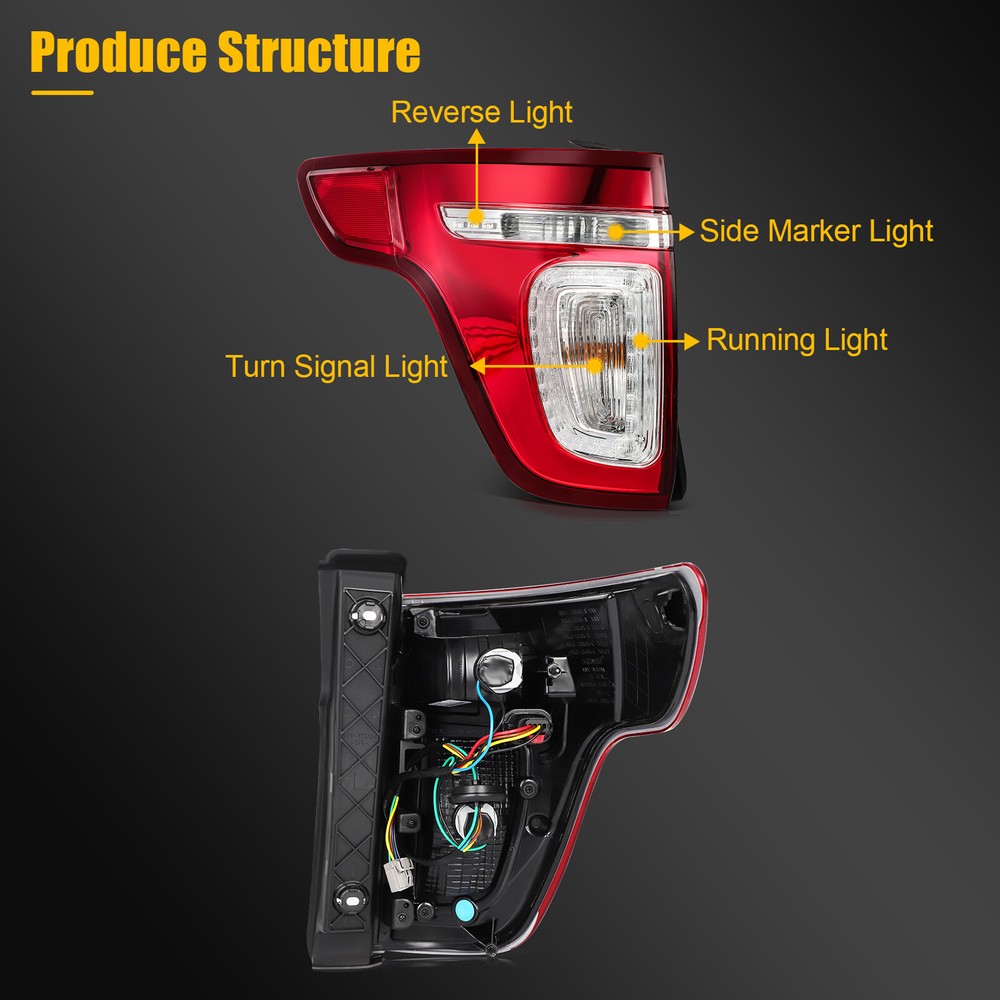 Tail Light Assembly For 2011-2015 Ford Explorer [LED Type] Left Driver Side