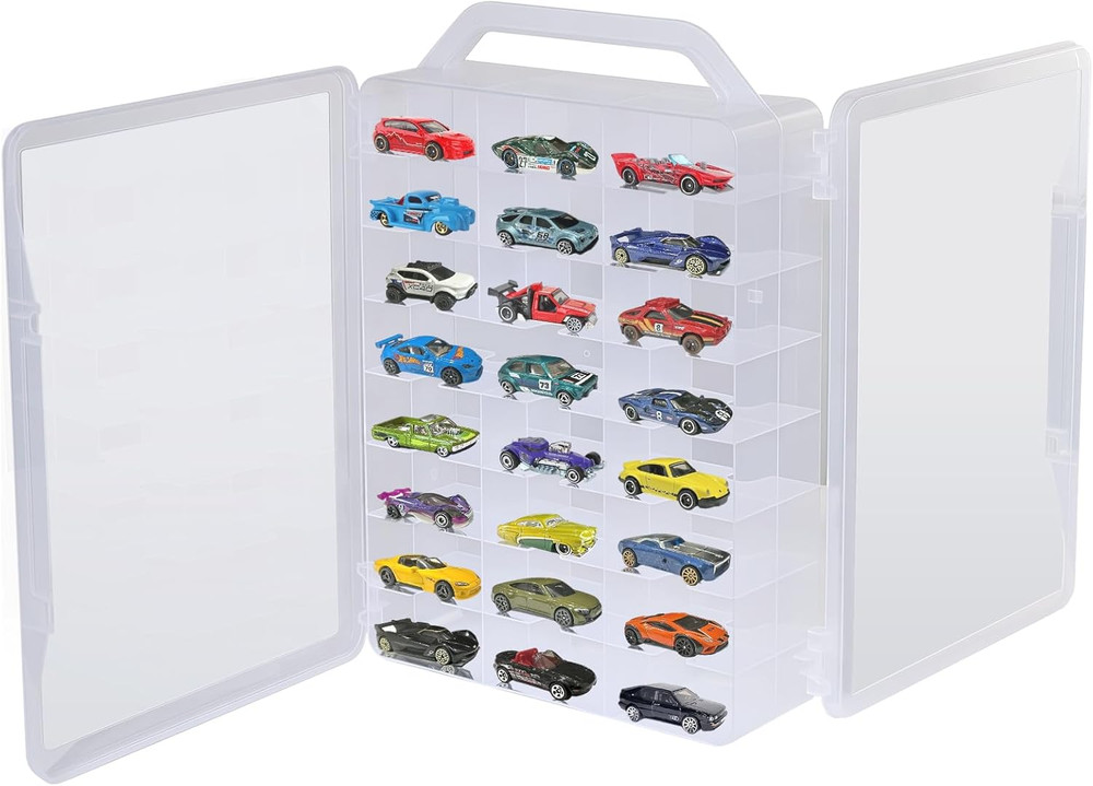 Double Sided Storage Case for Hot Wheels Storage with Carrying HandlePortable