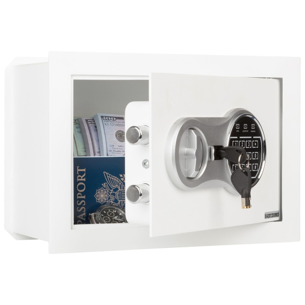 Wall Safe - Digital Safety with Passcode for Quick Access and Backup Key - Pe...