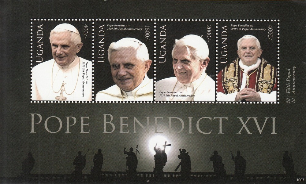 2011 Uganda Pope Benedict complete set of 8 MNH