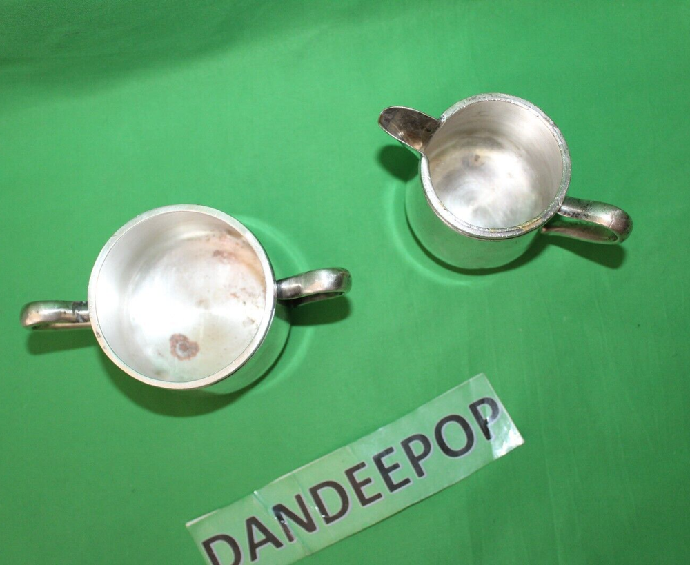 2 Piece DJ Marked Silver Creamer And Sugar Serving Set