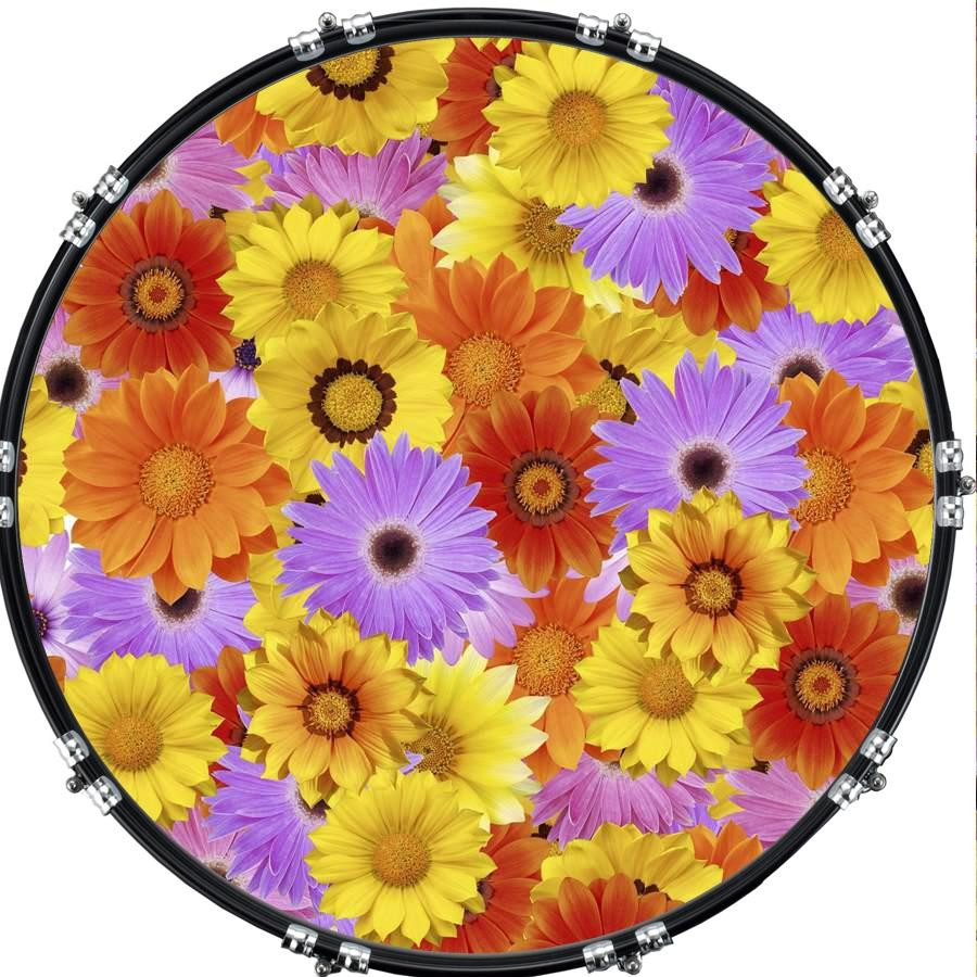 20" Custom Bass Kick Drum Front Head Graphical Flower Power