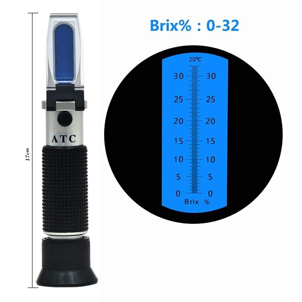 Hand Refractometer with ATC Range 0-32% Brix with 0.2% division with Calibration