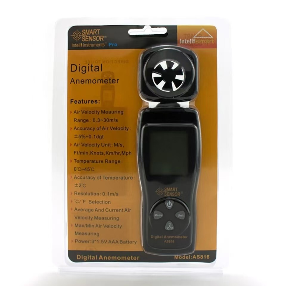SMART SENSOR Digital Anemometer Handheld Air Wind Speed Meter Tester Backlight