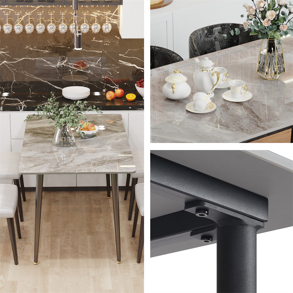 Large Dining Table For 4-6 People Modern High Gloss Sintered Stone Table Kitchen