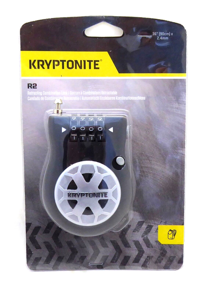Lock Kryptonite Cable R2 Retracting Combo Black