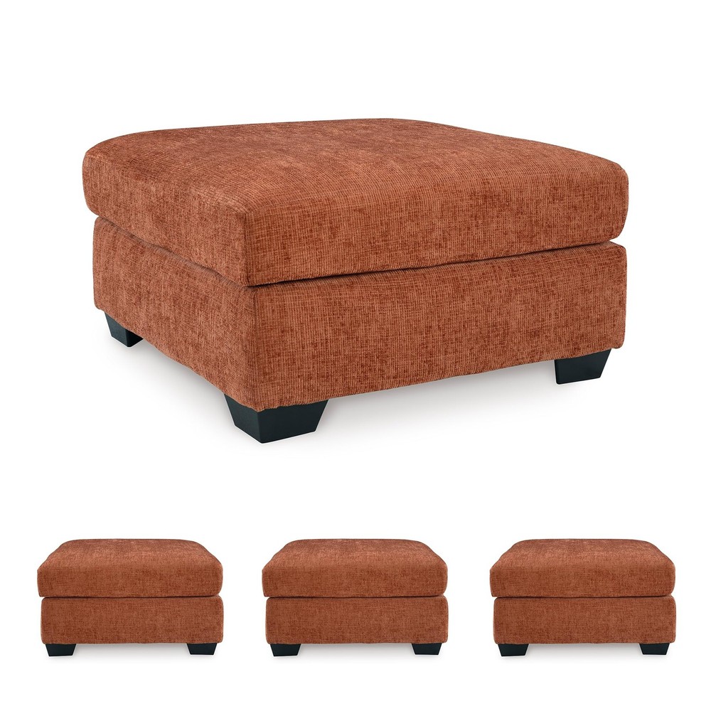 Aviemore Contemporary Oversized Accent Ottoman, Orange