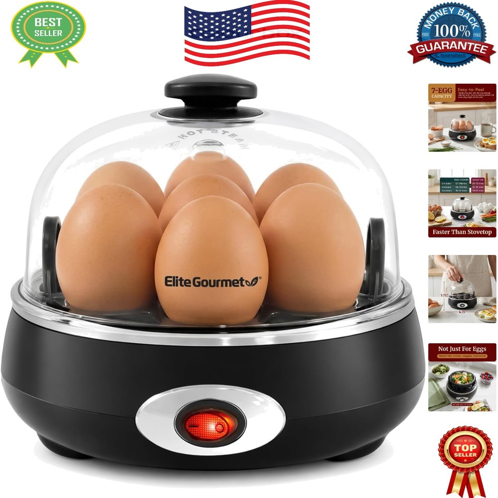 Rapid Egg Cooker for 7 Eggs - Perfect Hard, Medium, Soft, with Auto Shut-Off