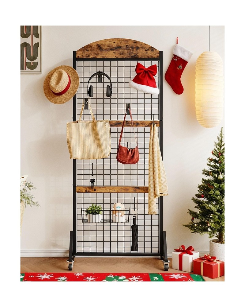 Grid Wall Panel 5.7’ x 2’ FT Grid Display Rack, Movable Gridwall Dis