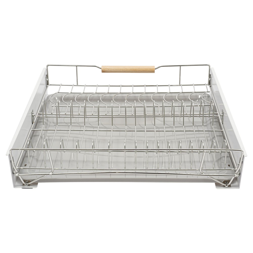 Modern Pull Out Drawer&Bottom-Mounted Slide Out Storage Shelf Silver, White New