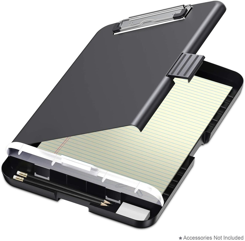 Clipboard with Storage Portable Slimcase Box Case Real Hinge Lightweight Plastic