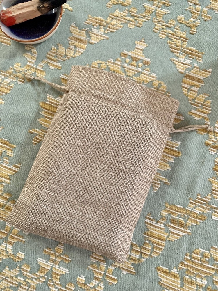 Tarot Card Bag Pouch, Burlap, Rustic Drawstring - 3 Pack
