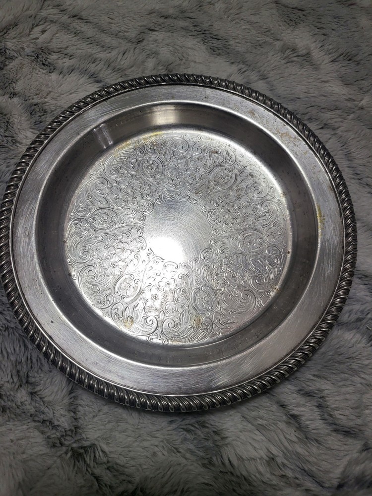 Silver Serving Dish, Poole Silver, 12" , Vintage!