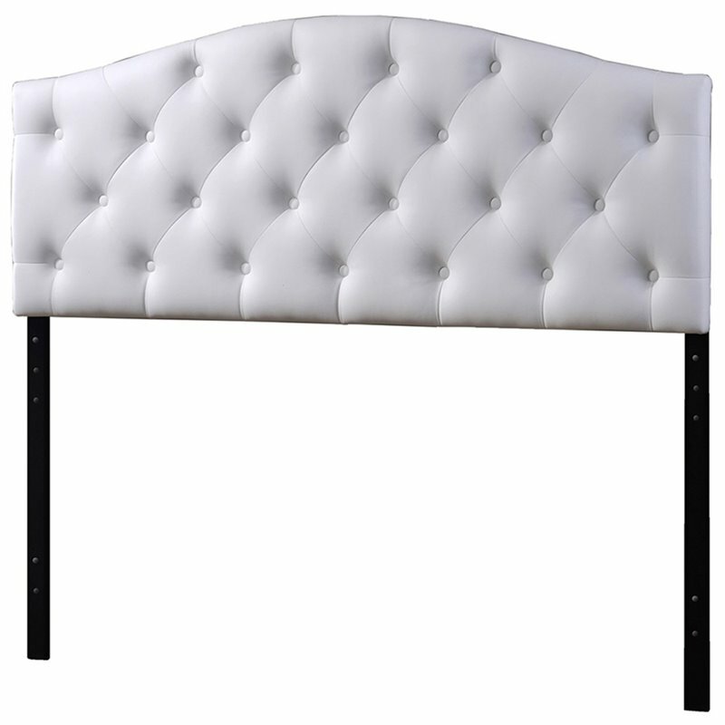 Baxton Studio Myra Faux Leather Tufted Queen Panel Headboard in White