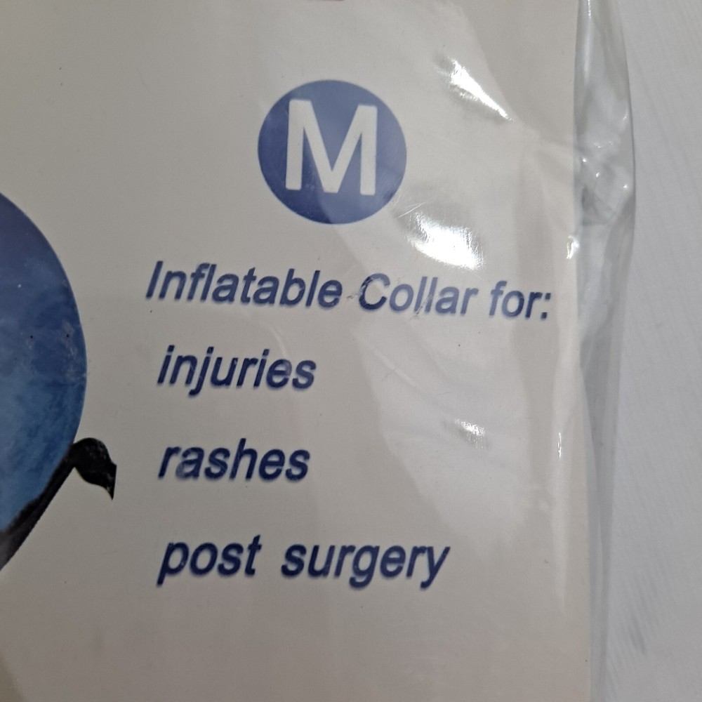 Inflatable Dog Collar Washable Bencmate MEDIUM BLUE boxed
