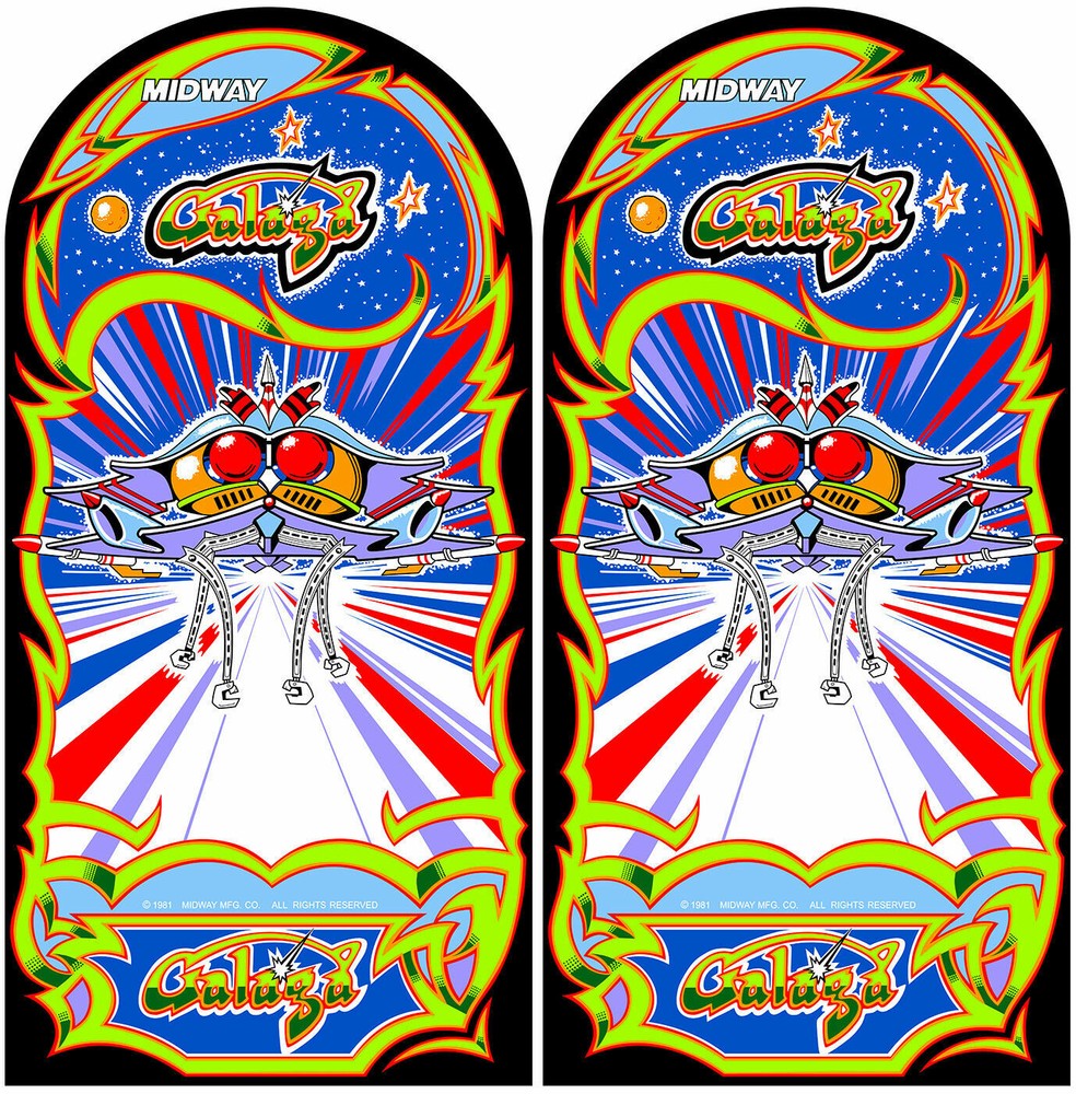 GALAGA Arcade Graphics Side Art Stickers