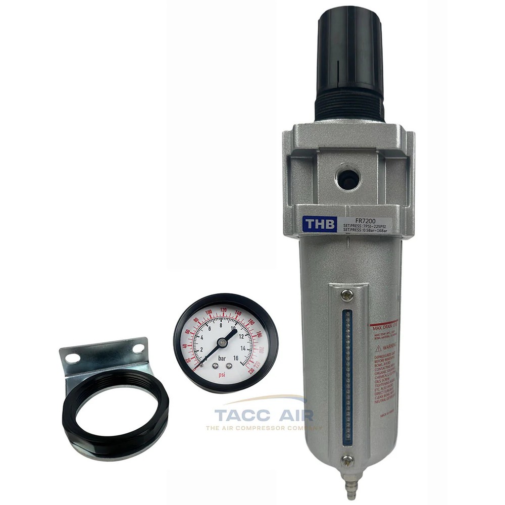 1/2" Compressed Air In Line Compressor Filter & Regulator Combo Piggyback System