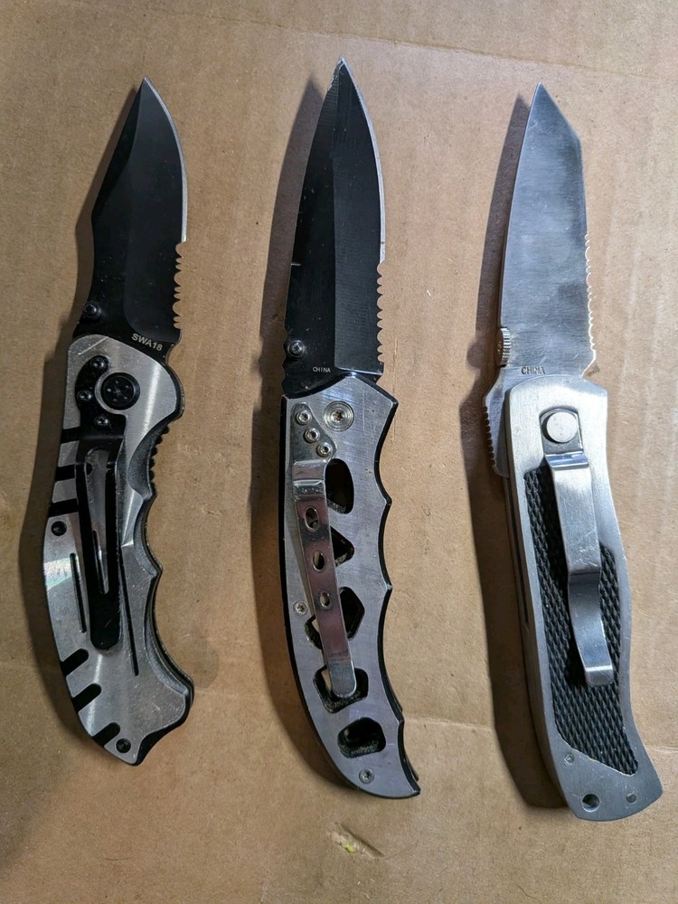 3 Smith & Wesson Ect. Folding Pocket Knives Lot Bundle EDC Knife Pre Owned