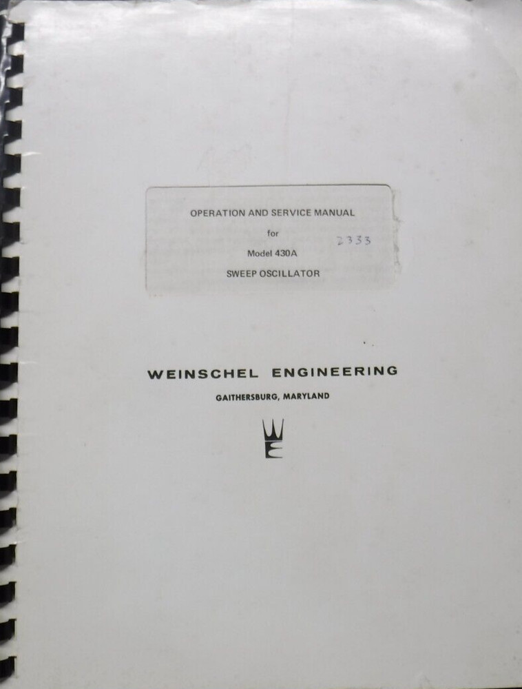 Weinschel Engineering  Model 430A Sweep Oscillator