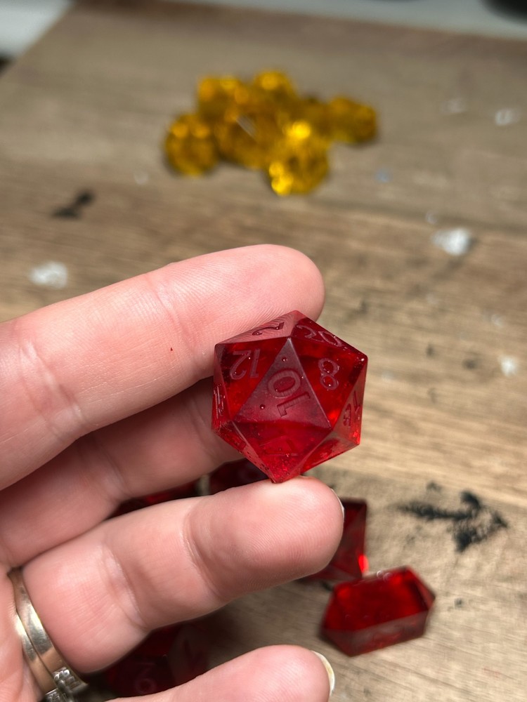 RAW* Dice: Ruby Red _ Resin-Cast Dice Set *See Description* Handmade, D&D