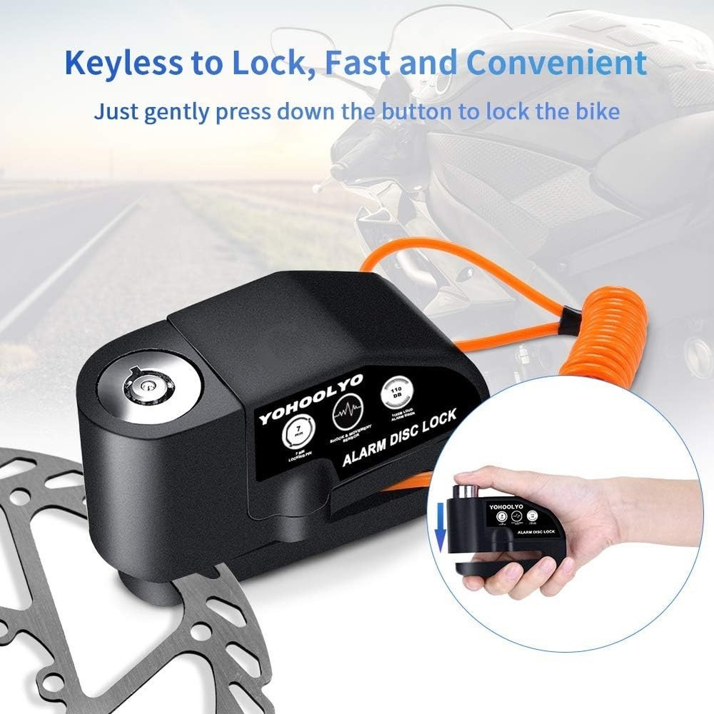 Versatile Motorcycle and Bicycle Lock with Motion Sensor & Rust-Resistant Finish