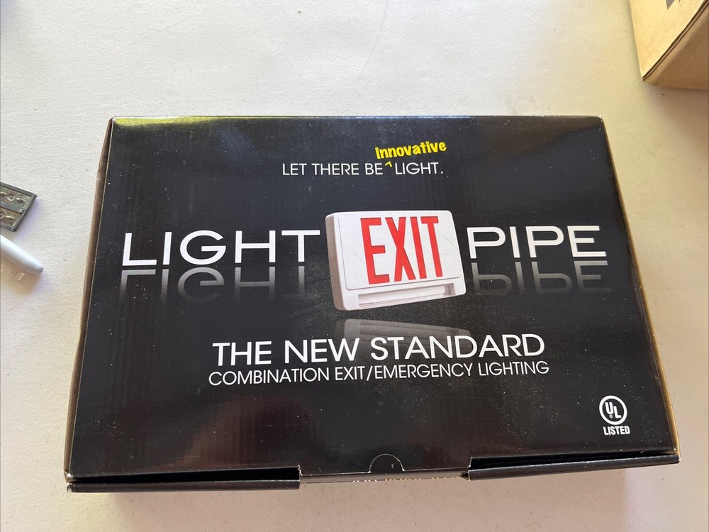 EMERGENSEE LIGHTING LED EXIT SIGN RED LETTER EM LIGHT - 2 SIDED-NEW