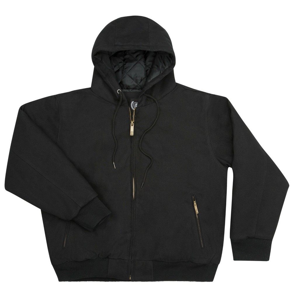 Men's Hooded Canvas Work Jacket Zipper Front NWT