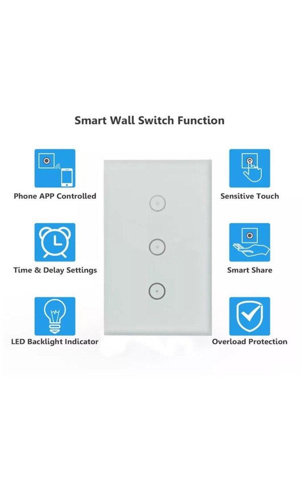 Smart WIFI Light Switch In Wall Works with Amazon Alexa Google Home Android IOS