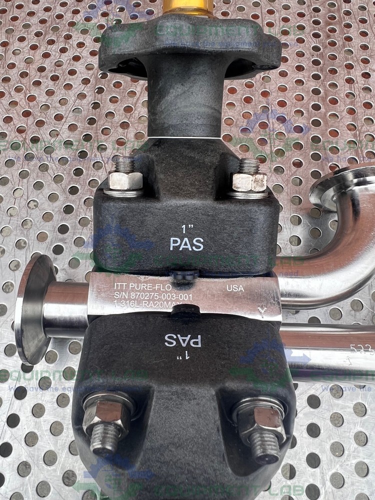 ITT Pure Flo 1-316L-RA20MAX 3 - Way Diaphragm Valve w/ 1" Sanitary Fitting