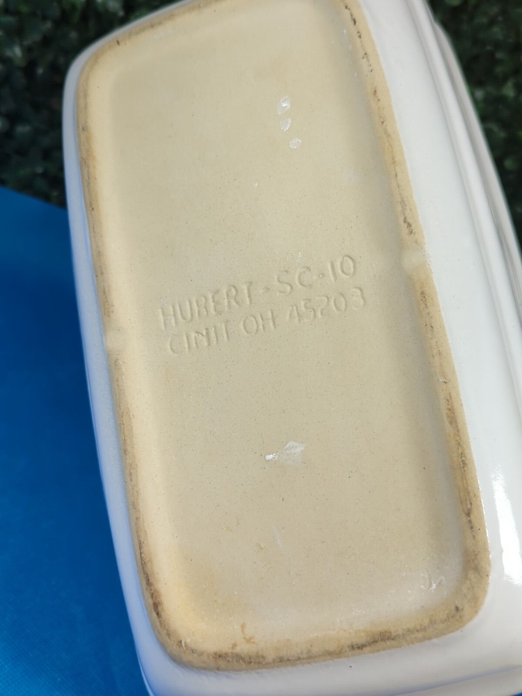 Stoneware Loaf Pan White Hubert USA Bread Baking Wave Design