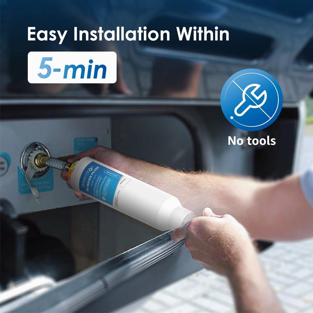 Waterdrop RV Inline Hose Water Filter with Hose Protector, For Garden & Camper