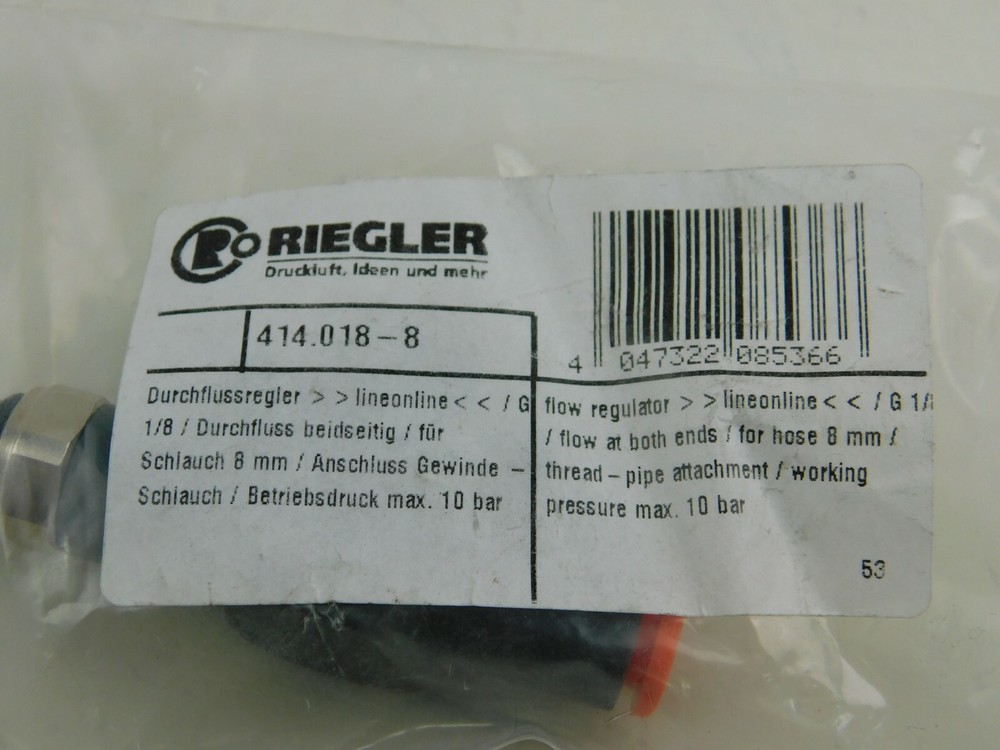 Riegler Flow Regulator 414.018-8 G1/8 Both Sides ** 6 Pieces **