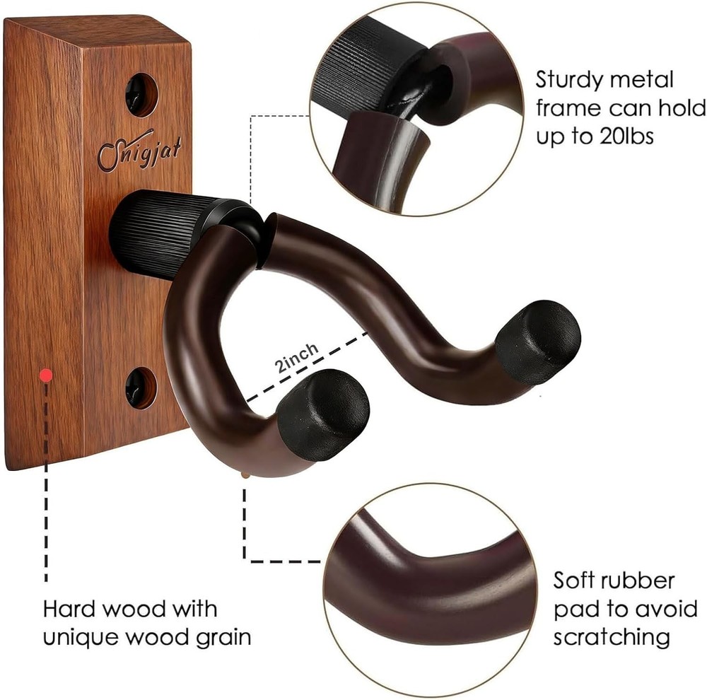 Quick Install Solid Wood Guitar Hanger Set - Perfect for Home & Studio Displays