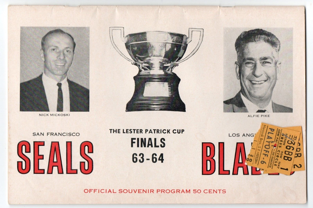 1963-64 NHL Lester Patrick Cup Finals Program Seals vs Blades 2 Ticket Stubs